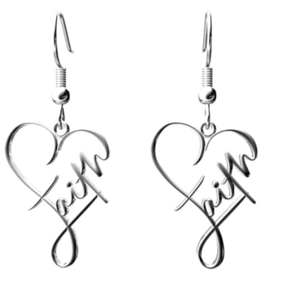 bizzybeebreezy Jewelry - 💞5/$18 New Open Heart Faith Dangle Earrings